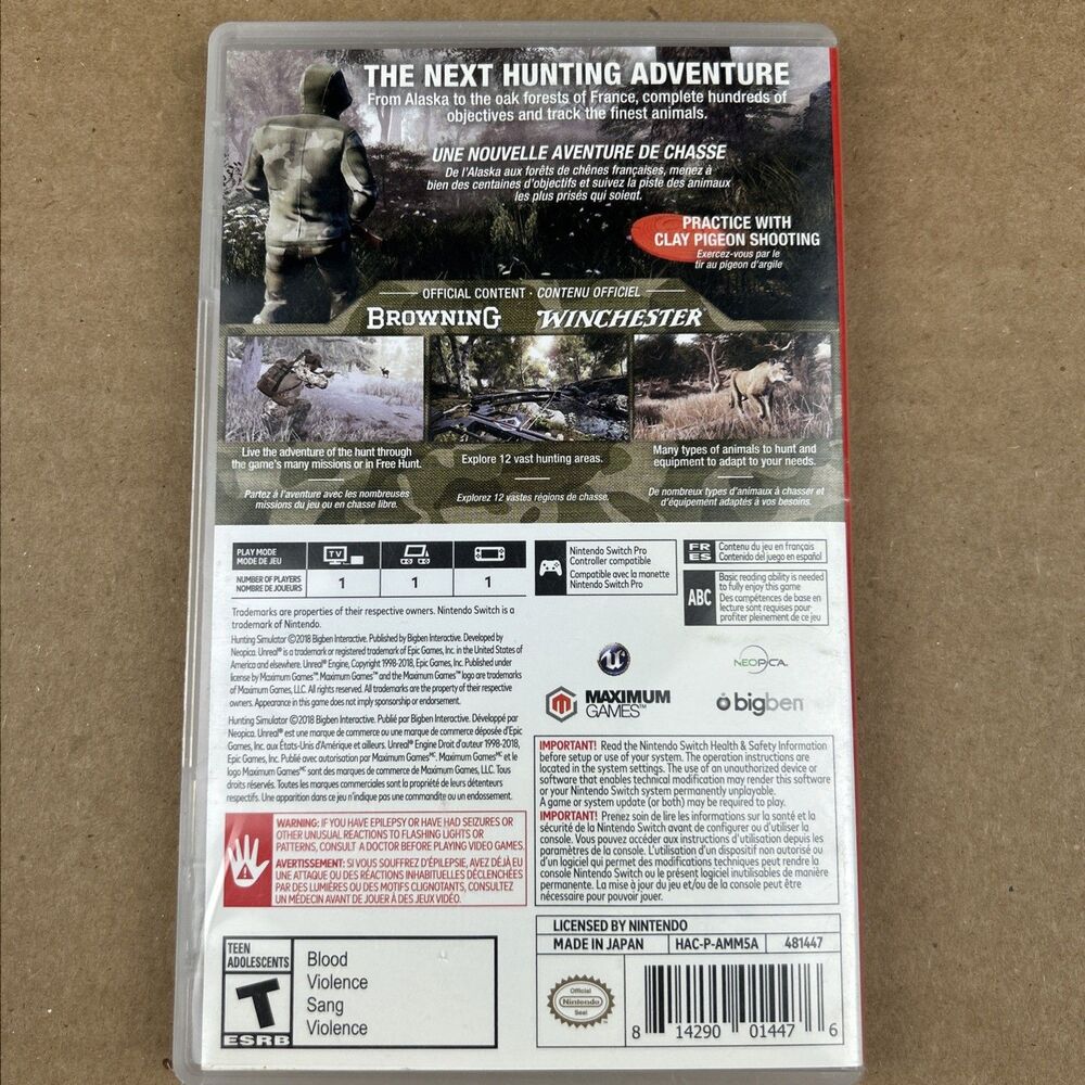 Hunting Simulator Nintendo Switch Video Game with Case - Picture 6 of 6